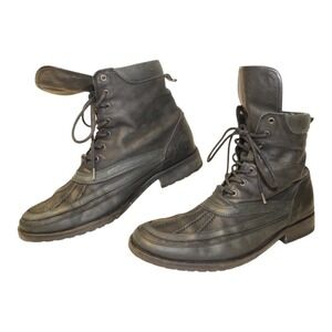 AllSaints Spitalfields Jacks Place Black Leather Duck Lace Up Combat Boots Mens